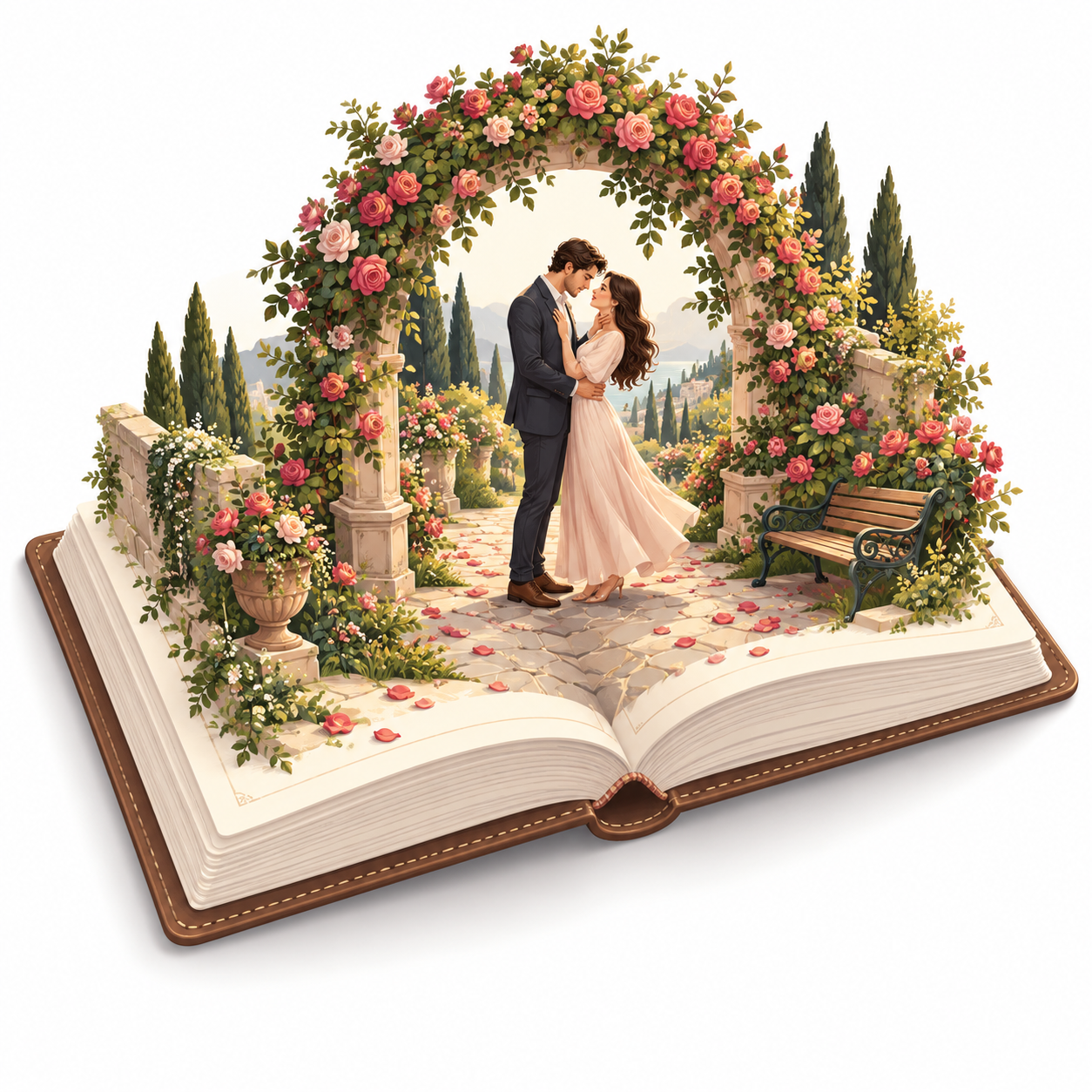 Illustrated pop-up book for translation services